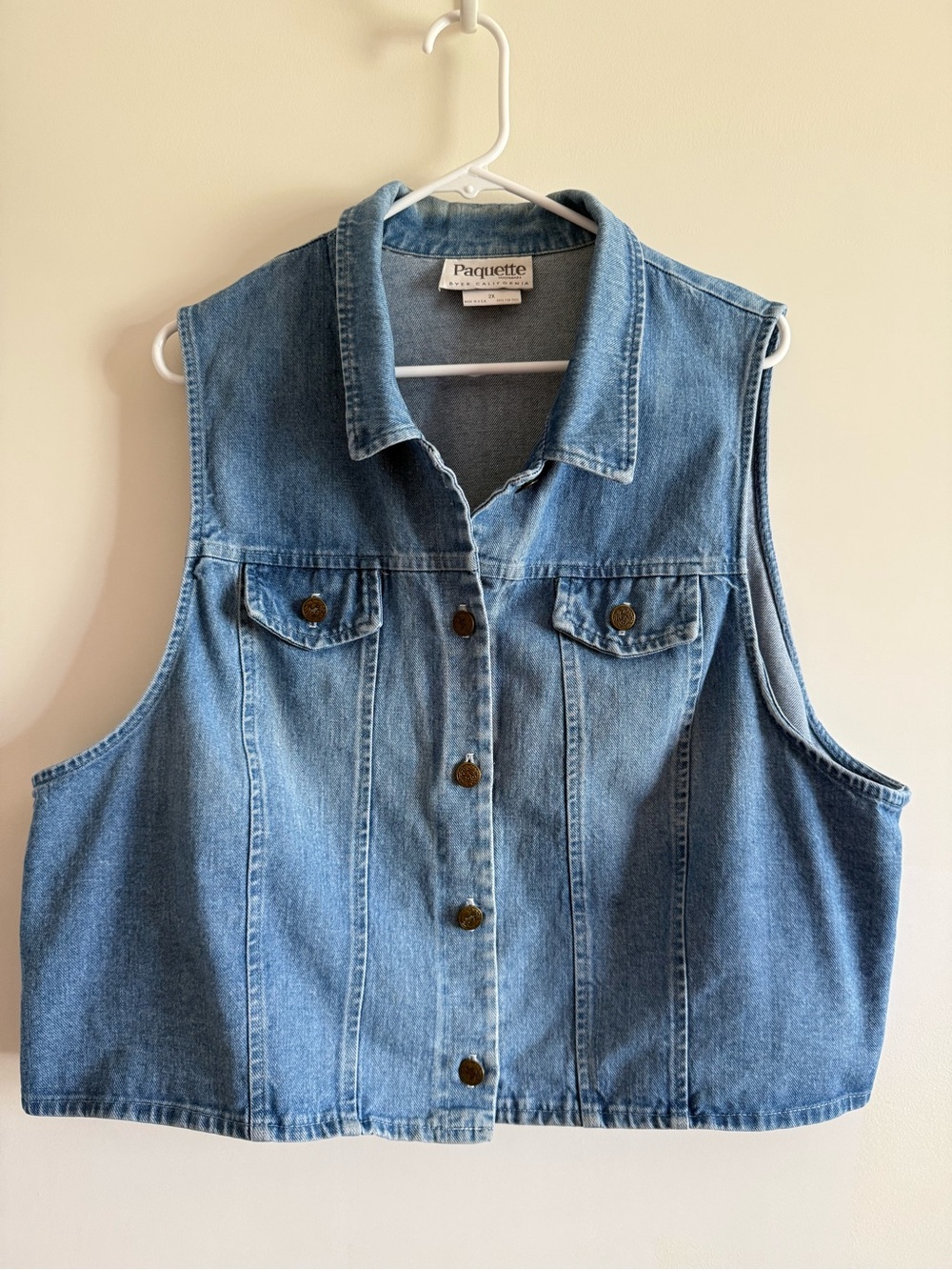 Paquette Vintage Cropped Button-Front Denim Vest